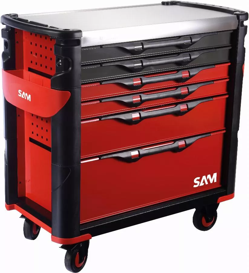 Servante Extra Large XL 6 Tiroirs SAM OUTILLAGE Rouge Plateau Inox - 416-AXL 3 Servante Extra Large XL 6 Tiroirs SAM OUTILLAGE Rouge Plateau Inox - 416-AXL