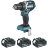 Perceuse Visseuse MAKITA 18V Li-Ion Ø13 Mm - 2 Batteries 18V 3.0Ah + 1 Batterie 4.0 Ah - Chargeur + Coffret - DDF484RF3J -Artisanat Domestique Réduit VOA25062 2